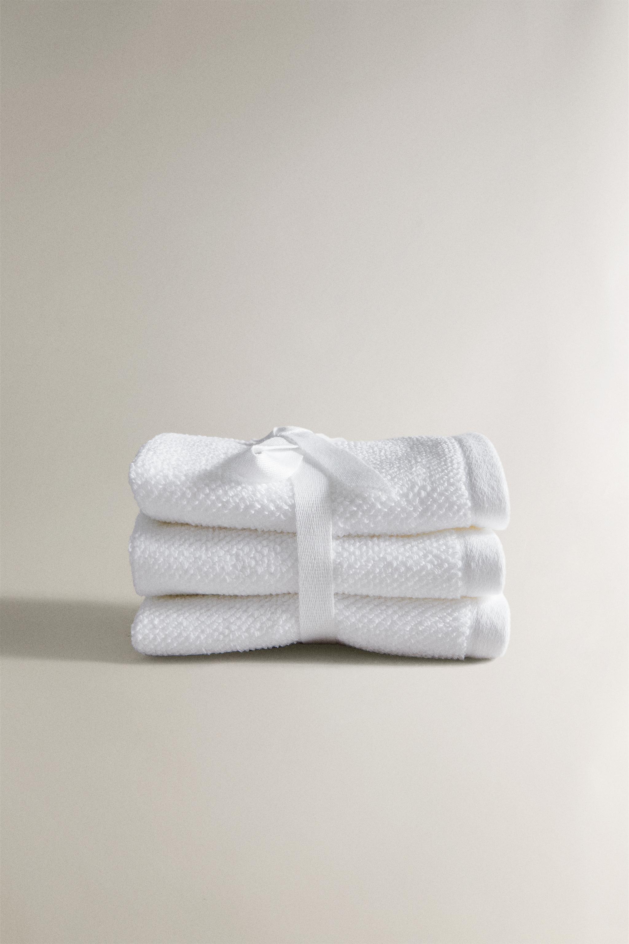 LOT DE 3 SERVIETTES TOILETTE EN COTON POINT RIZ